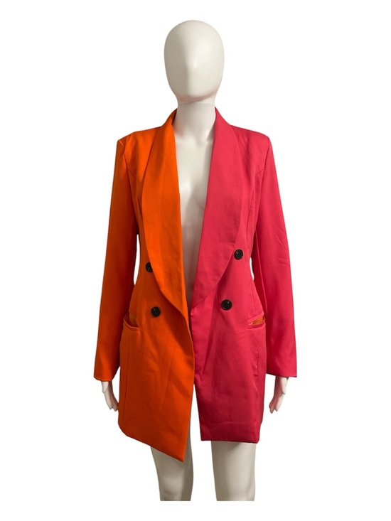 Mundefeis Jackets & Blazers - Two-Tone Orange and Pink Double-Breasted Women's Blazer